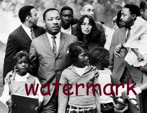 Martin Luther King Jr & Joan Baez escort children to new Integrated School Photo Cover