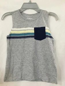 New Oshkosh Boys Stripe Shirt Tank Top Gray SZ 5t,8,12,14 - Picture 1 of 3