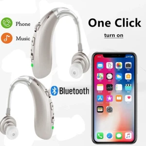 Bluetooth Rechargeable Digital Hearing Aids Sound Voice Amplifier Behind The Ear - Picture 1 of 15