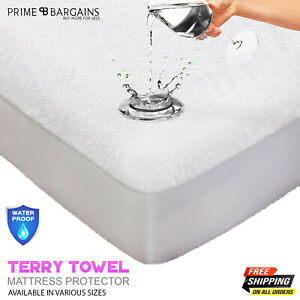 Terry Towel Mattress Protector Waterproof Fitted Sheet Washable Cover All Sizes