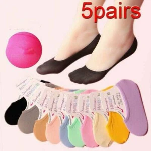 5 Paar Damen Halbschuhe Boot unsichtbare rutschfeste Innenfutter tief geschnittene Baumwollsocken! - Bild 1 von 3