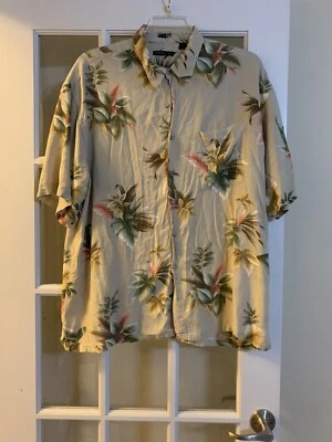 van huesen mens washable rayon floral hawaiian button down shirt S/S mens XXL - Image 1 of 4