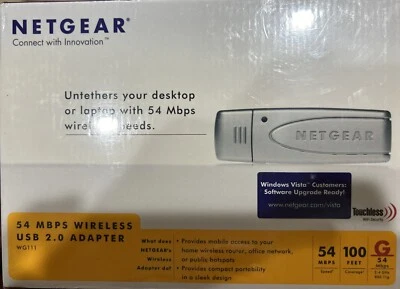 NETGEAR G 54 MBPS WIRELESS-G USB 2.0 ADAPTER WG111 NEW SEALED - Image 1 of 4