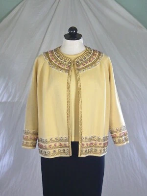 RIVIERA vintage 50s heavily JEWELED wool SWEATER SET 16 - Image 1 of 4