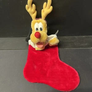 Vintage 1990's DISNEYLAND Walt Disney World PLUTO Plush Christmas Stocking - Picture 1 of 3