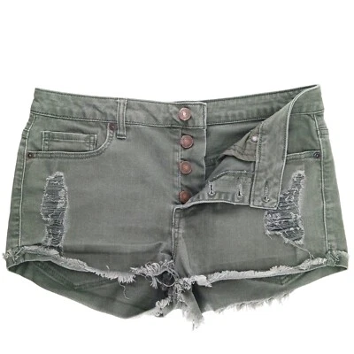 Pantalones cortos para mujer Forever 21 desgastados deshilachados verde militar talla 29 Foto 1 de 4