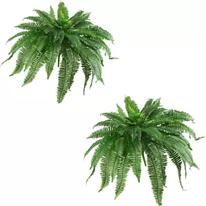 48IN Artificial Boston Fern Large Hanging Plant, Set of 2 Artificial Ferns That - Picture 1 of 7