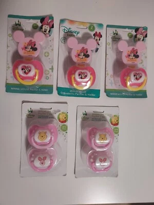 Lote de 5 Pack Chupetes/Soporte Disney Bebé Niñas Foto 1 de 4