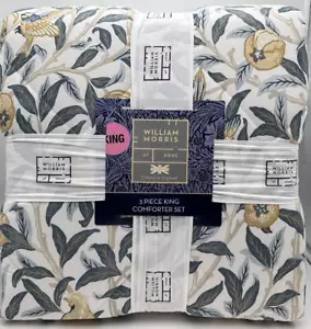 William Morris Home VOGEL und Granatapfel King Bettdecke & Kissenbezüge 3 Stück ~ OCKER - Bild 1 von 3