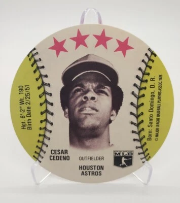 Rare 1976 Cesar Cedeno Orbaker’s MSA Disc Houston Astros Low Grade  - Image 1 of 4