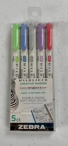 Zebra Mildliner Midliner Highlighter & Marker 5ct Cool & Refined Marker Set - Picture 1 of 4