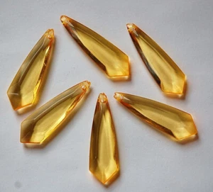 Vintage Acrylic Translucent Yellow Pointed Faceted Pendant Drops bds093 - Picture 1 of 2