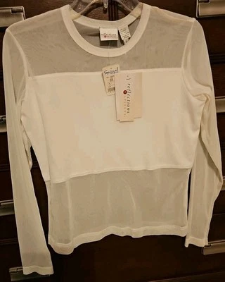 REFLECTIONS BY SPIEGEL Pullover Top Womens S Cream Mesh Nylon Polyester-VTG TAGS - Image 1 of 4