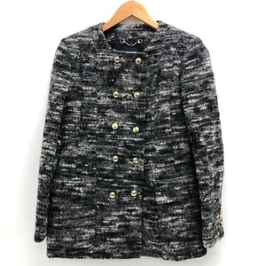 Gucci Wool & Alpaca Half Coat size 40 Black White used missing button Japan - Picture 1 of 11