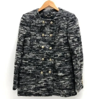 Gucci Wool & Alpaca Half Coat size 40 Black White used missing button Japan - Image 1 of 4