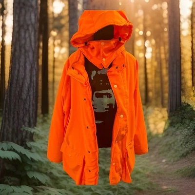VTG LL Bean Gore-Tex Thinsulate Hunting Jacket Blaze Orange Men’s L  Hood & Bib! - Image 1 of 4