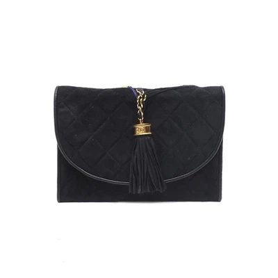 Bolso de Mano Chanel Vintage Gamuza Flecos, Negro, 1988 P221200212 Foto 1 de 4