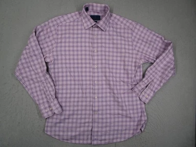 Camisa David Donahue Para Hombres 16.5 34/35 Púrpura A Cuadros Ajuste Vestido Botón Delantero Foto 1 de 4