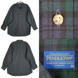 Pendleton Sir Camisa Abotonada 100% Lana Cuadros Negro Reloj Tartán Para Hombres XL LS - Imagen 1 de 10