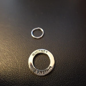 Whitney Personalized Charm Silver Tone Circle Ring Engraved Name Gift - Picture 1 of 5