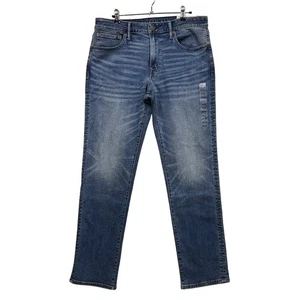 Pantalones de mezclilla American Eagle Airflex+ ajustados rectos 34x32 lavado medio - Imagen 1 de 10