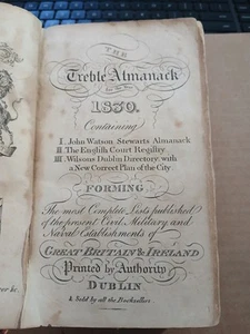 1830 Treble Almanack Dublin Ireland Stewarts English Court Registry Wilsons - Picture 1 of 13