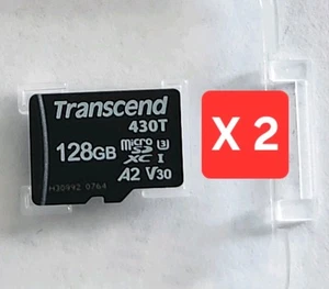Transcend 128 GB Micro SD Card Model 430T 2 Pieces Open Box - Picture 1 of 5