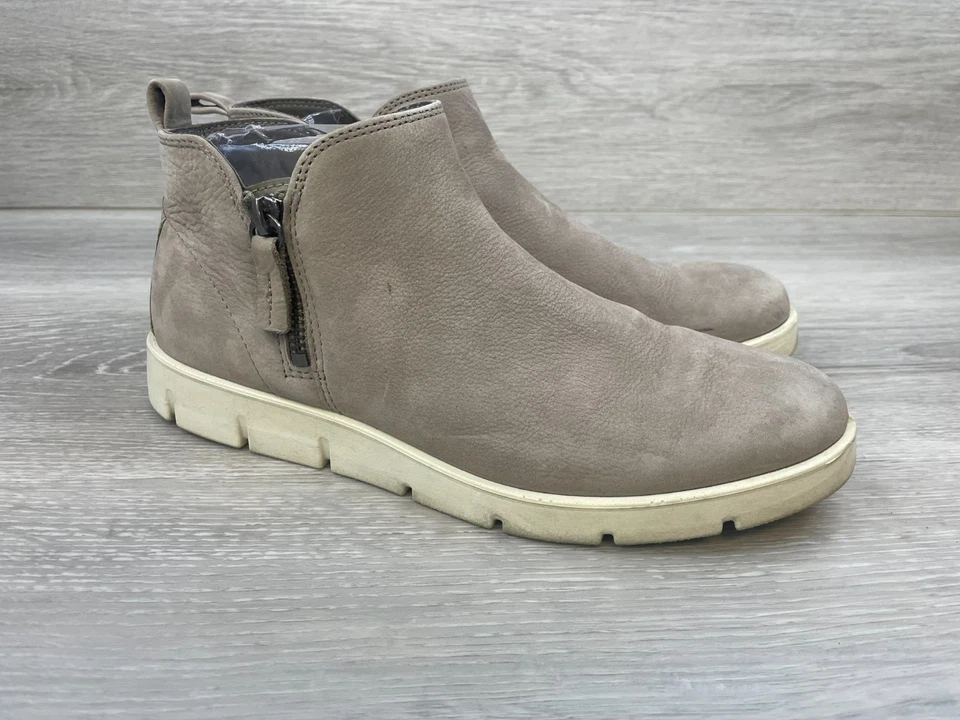 ECCO Bella Mujer 8 Gris Botín Cuero Bota Tobillo Motociclista Comodidad Cremallera Lateral Plana Foto 1 de 4