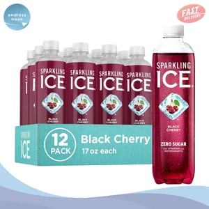 Black Cherry Sparkling Water 17 fl oz 12 Pack Zero Sugar, Low Cal, Vitamin Boost - Picture 1 of 7