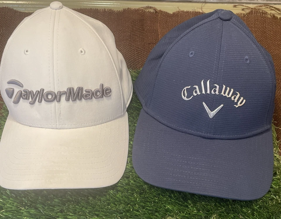 Lot Of 2 Blue, White Callaway Chrome-TaylorMade Golf Hats Strapback Great Shape - Image 1 of 4