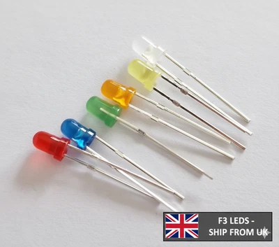 3mm LED Diode F3 White Green Red Blue Yellow Orange Red DIY Light Emitting Diode - Image 1 of 4