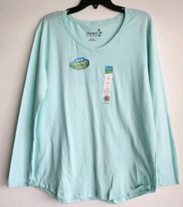 Camicia donna Hanes collo a V manica lunga taglia M 8-10 verde come nuova! - Foto 1 di 5