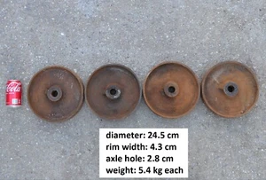 cast iron wheels set of 4 iron trolley wheels stationary engine wheels - 24.5 cm - Picture 1 of 8