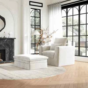 Floor Sofa Armchair Chaise Nap Couch Chaise Lounge W/ Footrest & Pillow Recamier - Picture 1 of 16