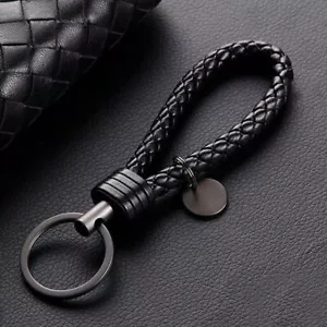 Black Car Keychain Rope Strap Weave Keyring Key Ring Chain Key Fob Accessories - Picture 1 of 11