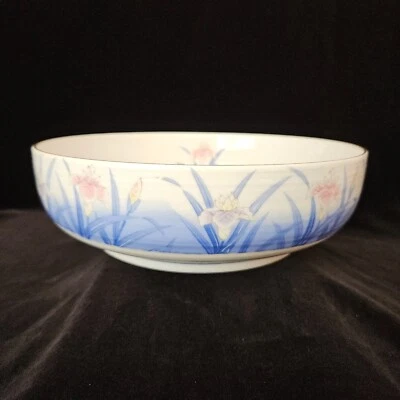 Tigela de porcelana Otagiri OMC para servir frutas flores íris pastel Japão vintage 9" - Imagem 1 de 4