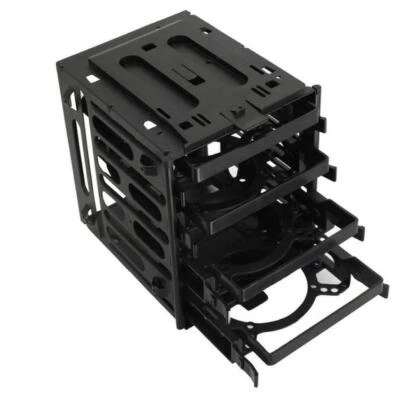 5.25" to 4x 3.5" SATA SAS Hard Drive HDD Cage Rack Nice Tray Slot Black I5G9 - Image 1 of 3
