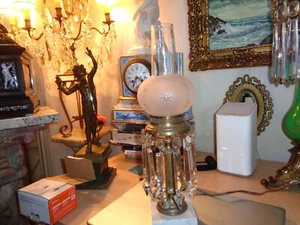 Antique Astral and Crystal Lamp - Picture 1 of 4