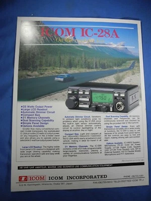 Icom IC-28A 144MHz FM Transceiver Sales Information Material & Specifications.  - Image 1 of 2