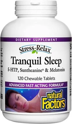 Natural Factors, Stress-Relax Tranquil Sleep Masticable, 120 unidades (Pack de 1)  Foto 1 de 4