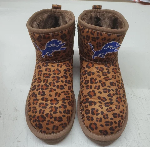 Detroit Lions Official NFL Womens Love Cuce Leopard Print Bling Boot Size 8 NEW Cover