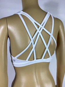 LULULEMON Medium Support White ENERGY SPORTS BRA Criss-Cross Racerback 2 - Picture 1 of 5