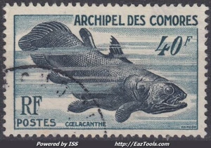 ARCHIPEL DES COMORES : 1954 - POISSON COELACANTHE N° 12 OBLITERATION LEGERE - Imagen 1 de 2
