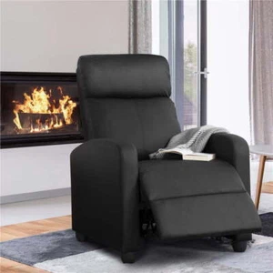 Faux Leather Push Back Theater Recliner Chair with Footrest Armchair Living Room - Picture 1 of 9