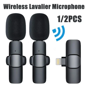 Lavalier Microphone Wireless Audio Video Recording Mini Mic For iPhone iOS - Picture 1 of 16
