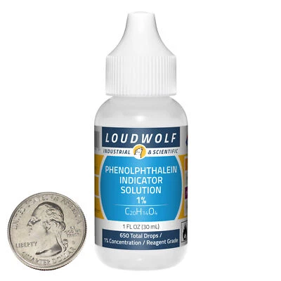 LOUDWOLF INDUSTRIAL & SCIENTIFIC Phenolphthalein Indicator Solution 1% / 1 Fl Oz Bottle / Reagent Grade / USA