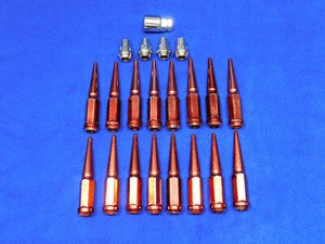 1994-2004 Ford Mustang Red Spiked Lug Nut Nuts With Wheel Lock Used P18 - Picture 1 of 5