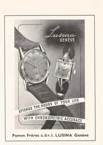 Original 1952 pequeño anuncio LUSINA Swiss Suisse reloj movimiento MID CENTURY ART - Imagen 1 de 1