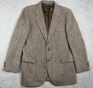 Vintage Harris Tweed Blazer Herringbone Mens 44 USA Pure Scottish Wool KUPP - Picture 1 of 17