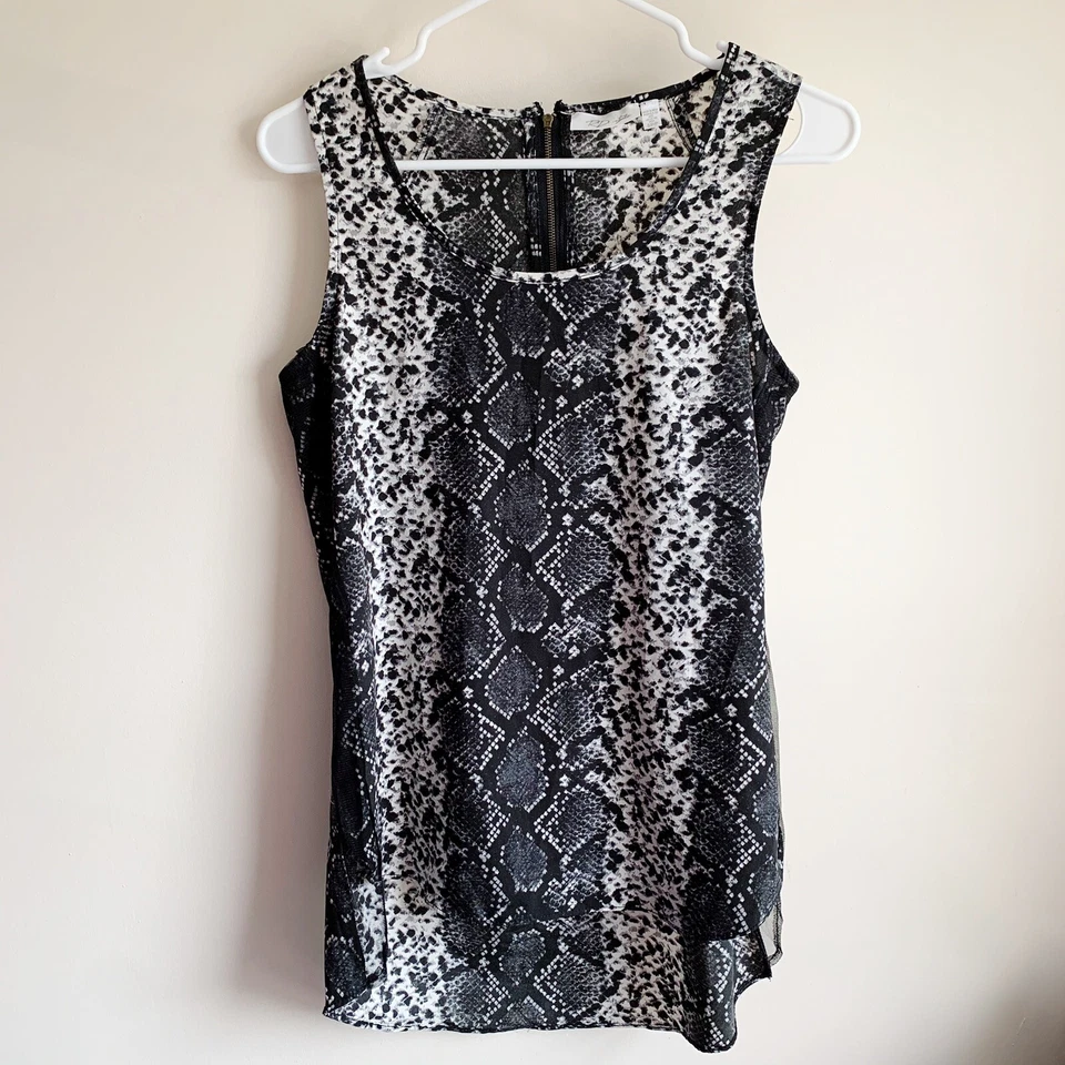 Blusa sin mangas estilo RD de piel de serpiente estampada con cremallera trasera talla pequeña Foto 1 de 4